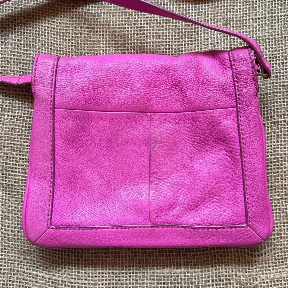 J. Crew Vibrant Pink Pebbled Leather Crossbody Bag